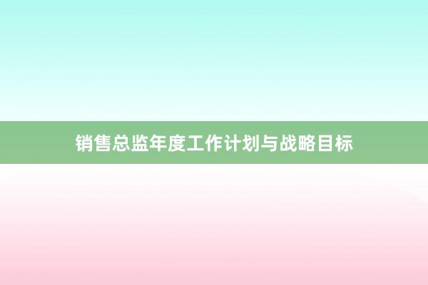 销售总监年度工作计划与战略目标